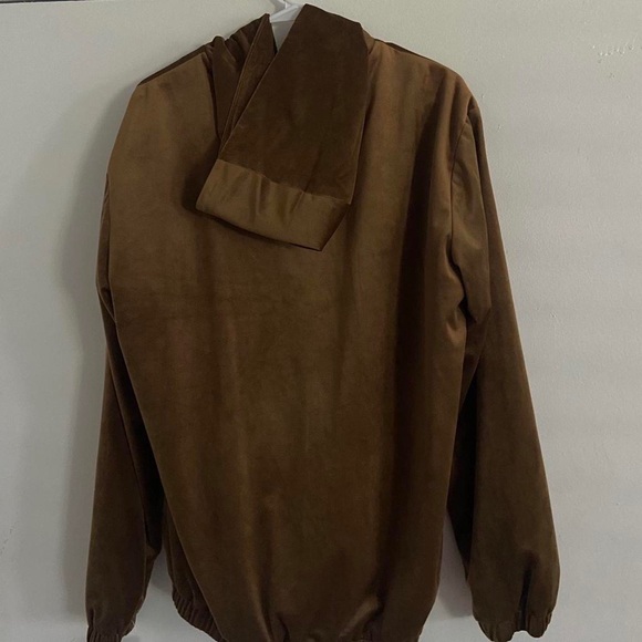 Brown indie soft fuzzy longsleeve hipster hoodie brown zip up y2k vintage jacket - Picture 10 of 15